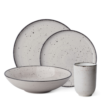 Set porțelan 16 piese - Gaya Atelier gri stropit