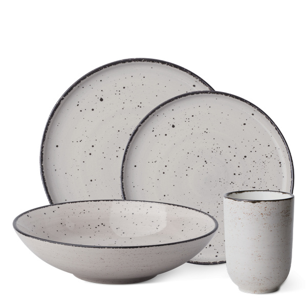 Set porțelan 16 piese - Gaya Atelier gri stropit