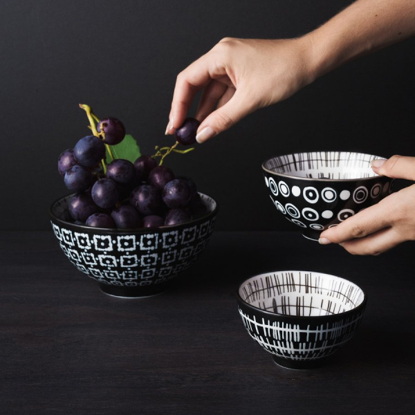 Set boluri pentru cereale 3 buc. - Basic Dots Black
