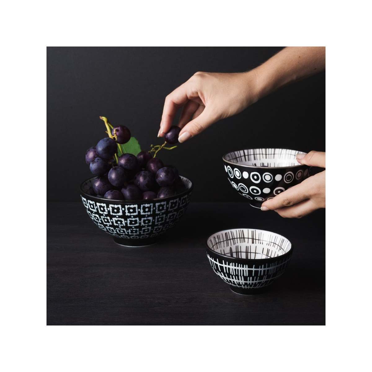 Set boluri pentru cereale 3 buc. - Basic Dots Black