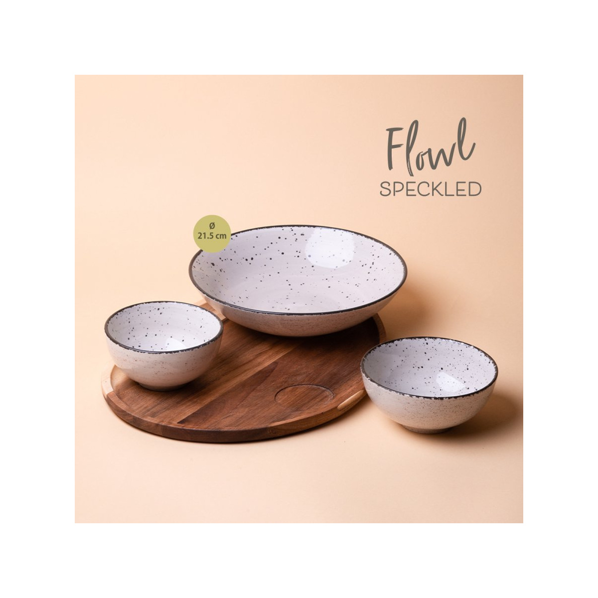 Set Flowl – Boluri Gaya Atelier gri stropite + Tavă Triangle Salcâm
