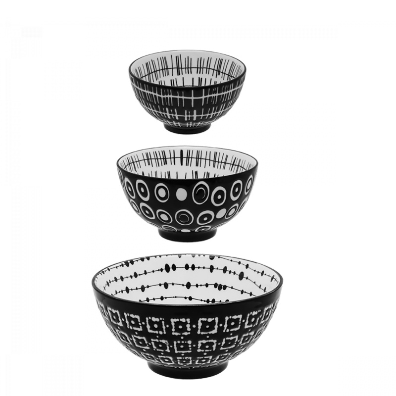 Set boluri pentru cereale 3 buc. - Basic Dots Black