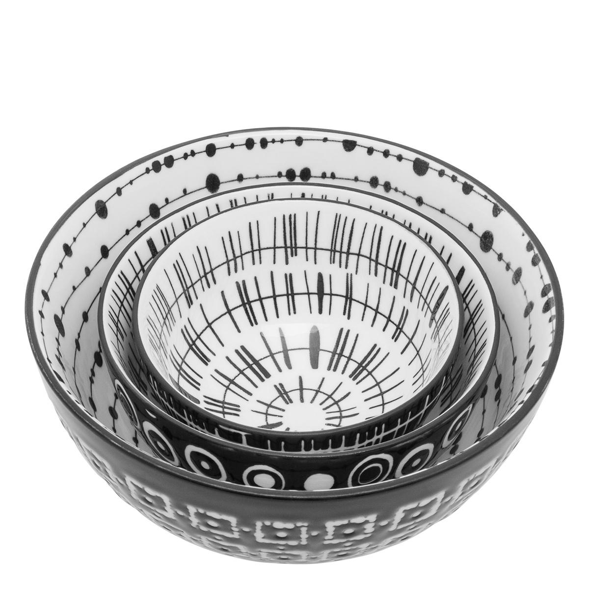 Set boluri pentru cereale 3 buc. - Basic Dots Black