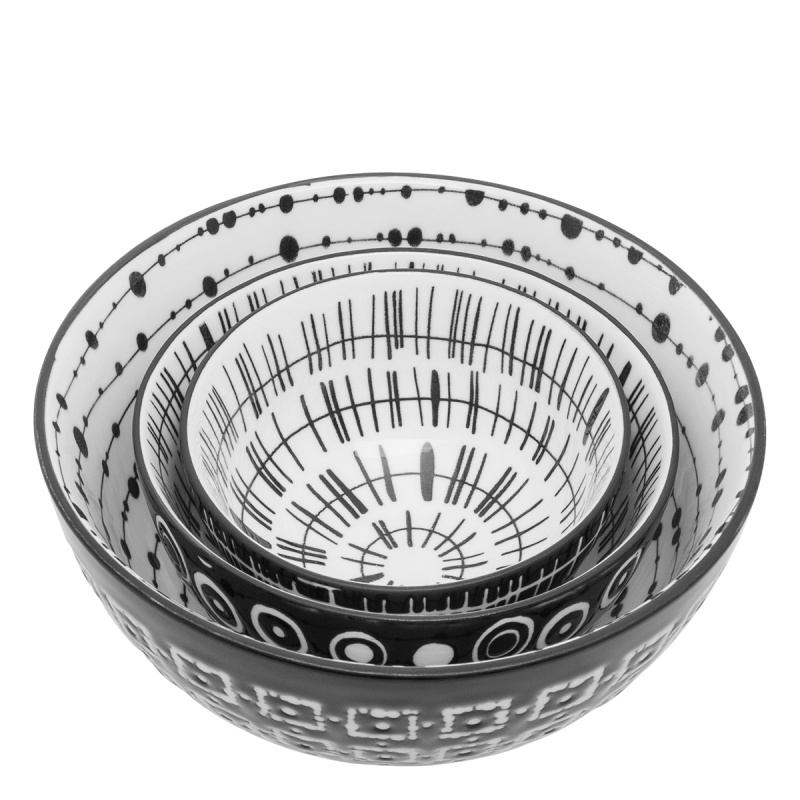 Set boluri pentru cereale 3 buc. - Basic Dots Black