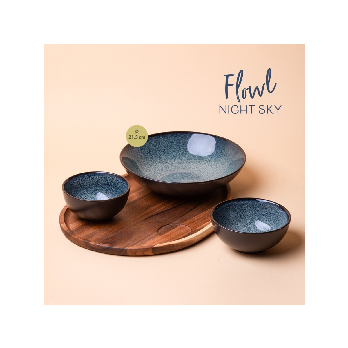 Set boluri Flowl Night Sky + tavă | Gaya Lunasol