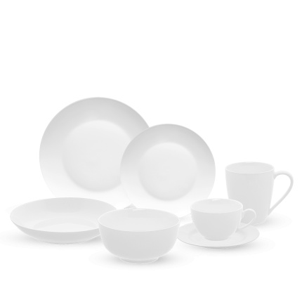 Set porțelan 28 piese Flow alb | Lunasol