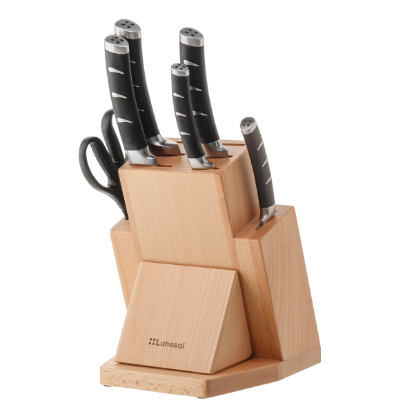 Set cuțite în suport cu ascuțitoare 7 piese - Flow Kitchen