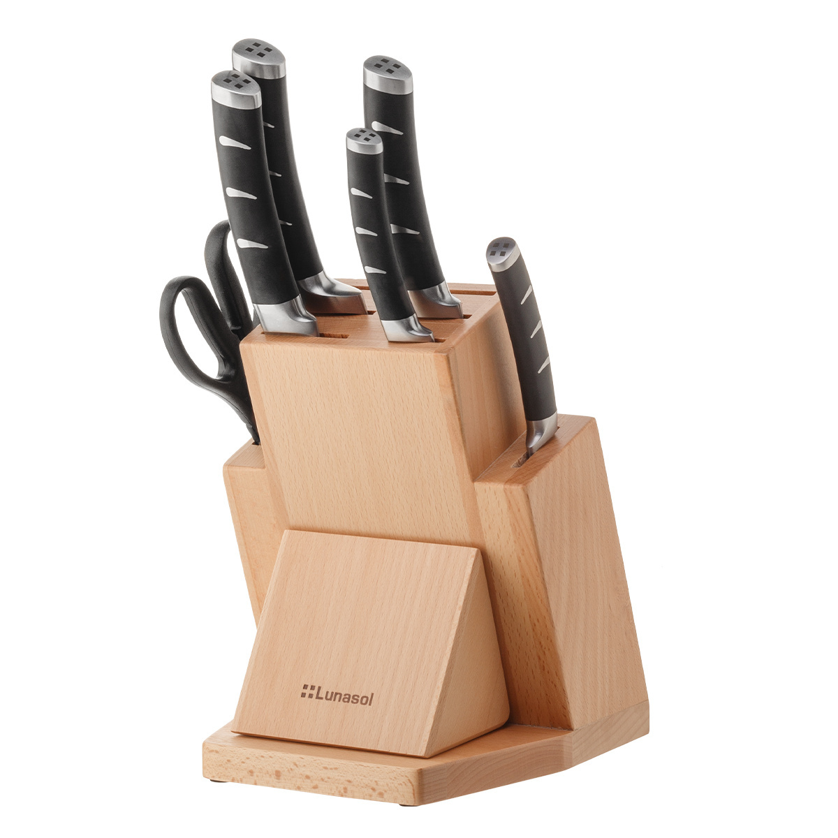 Set cuțite în suport cu ascuțitoare 7 piese - Flow Kitchen