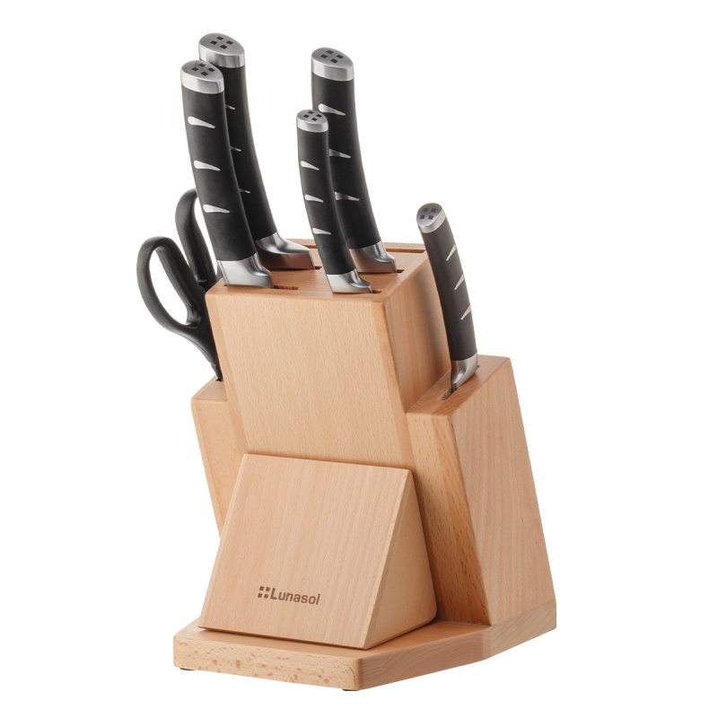 Set cuțite în suport cu ascuțitoare 7 piese - Flow Kitchen