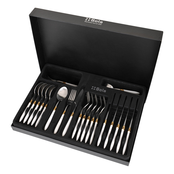 Set tacâmuri 30 piese - Gaya Exeter Gold Ring alb