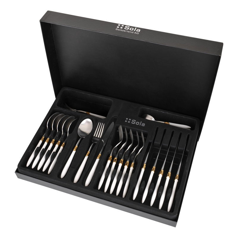 Set tacâmuri 30 piese - Gaya Exeter Gold Ring alb