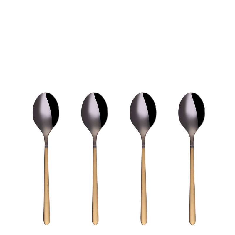 Set lingurițe de cafea 4 buc. - Porto PVD titan închis / auriu sablat