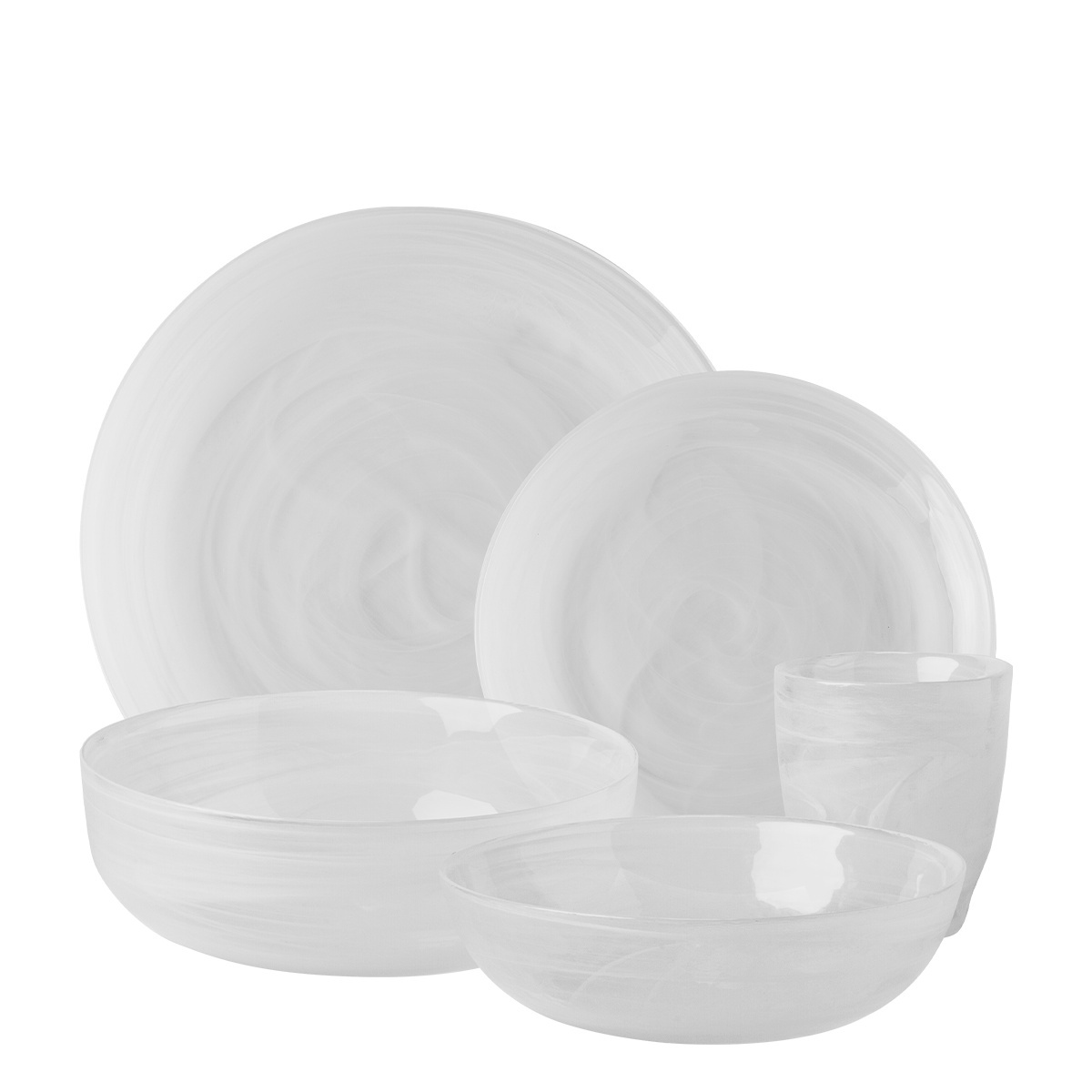 Set din sticlă alb 25 buc - Elements Glass