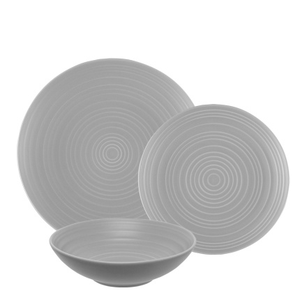 Set din porțelan gri deschis mat 18 buc - Gaya RGB Spiral