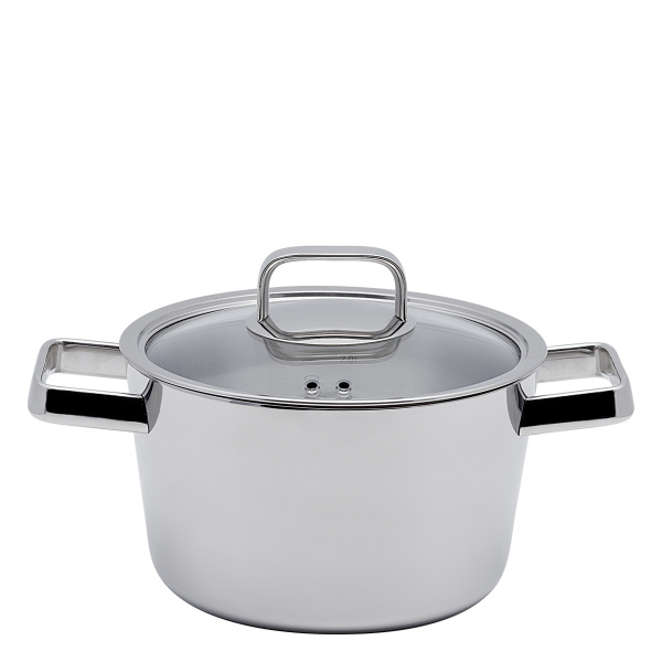 Oală Merkur Luxus cu capac de sticlă 3,2 l Platinum Lunasol