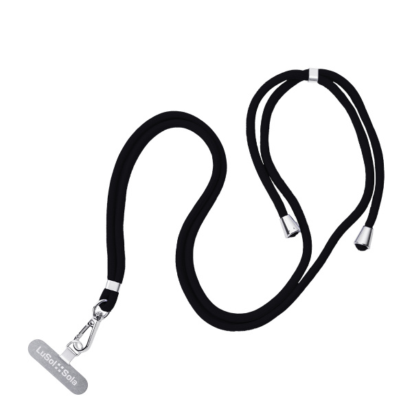 Lanyard pentru telefonul mobil cu logo-ul Lusol::Sola, negru