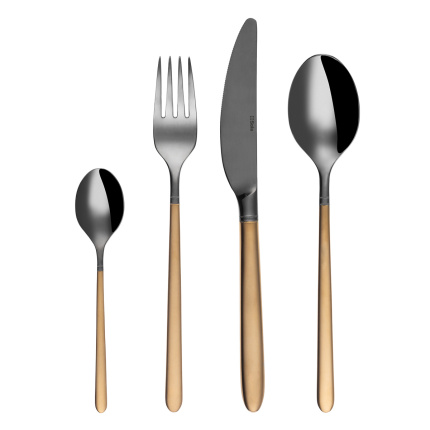Set tacâmuri 16 buc. — Porto PVD titan închis / auriu sablat