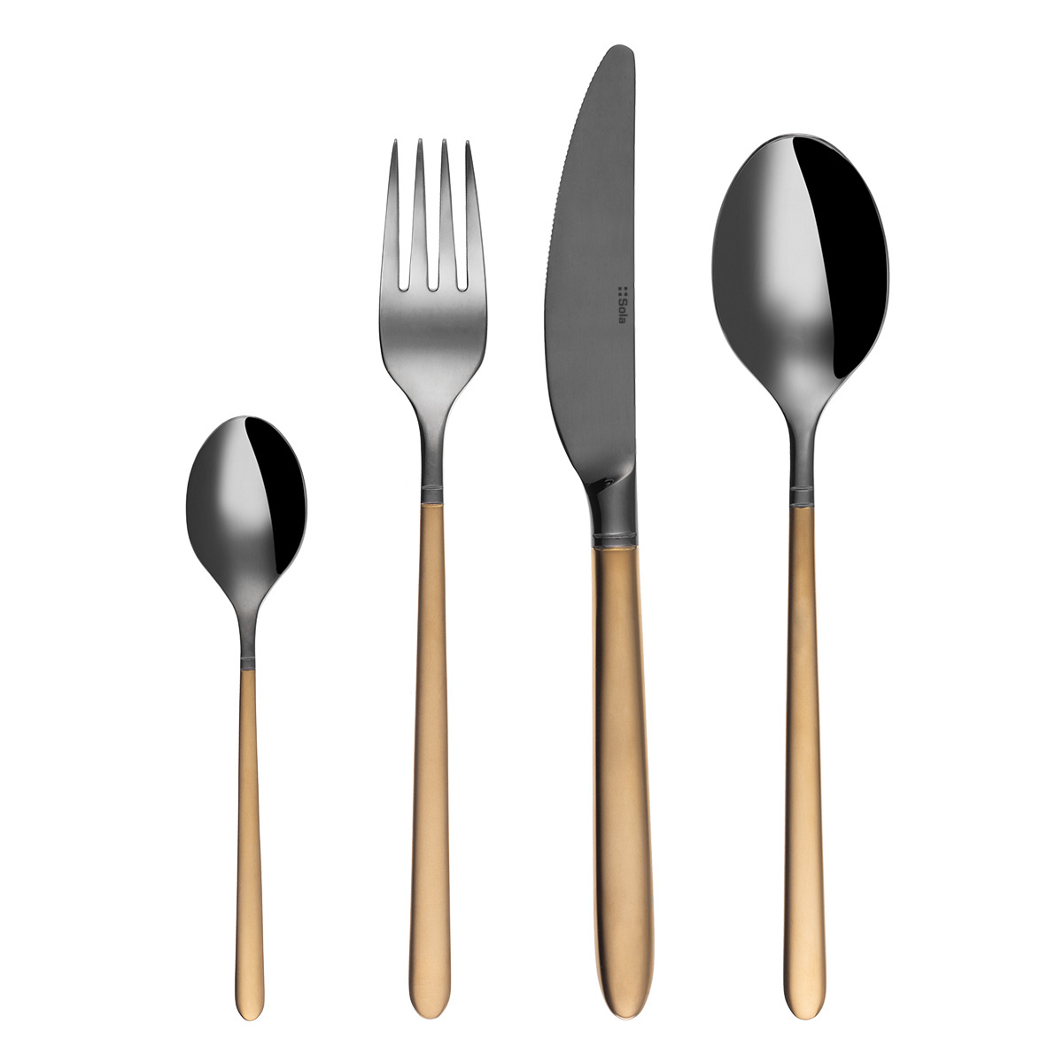 Set tacâmuri 16 buc. — Porto PVD titan închis / auriu sablat