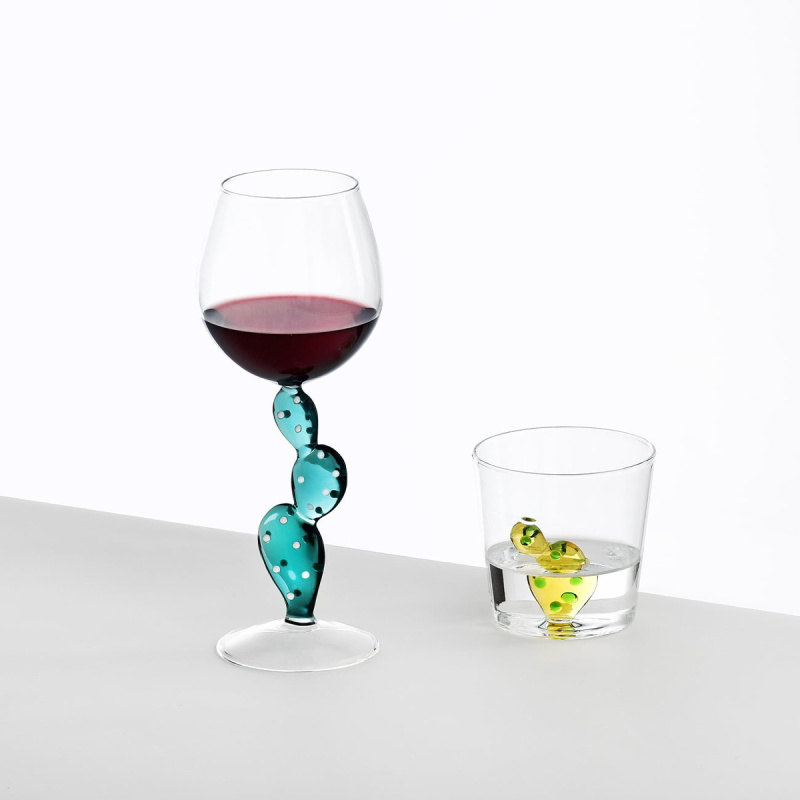 Pahar de vin cactus turcoaz