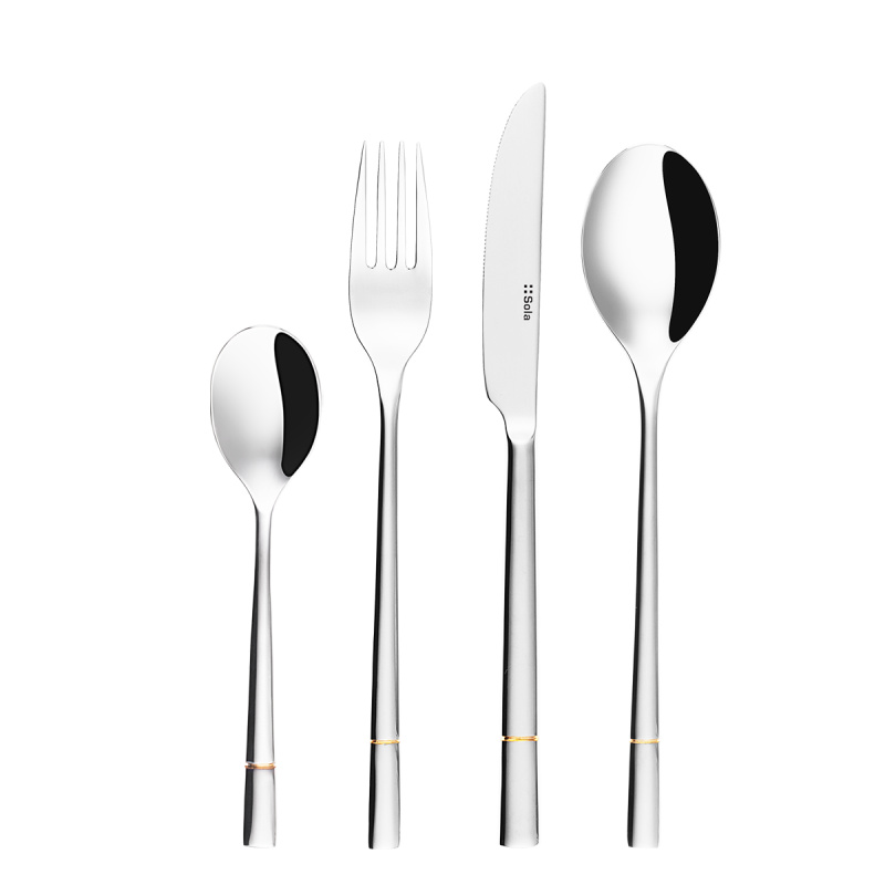 Set tacâmuri desert 24 piese — Luxus auriu cu striații