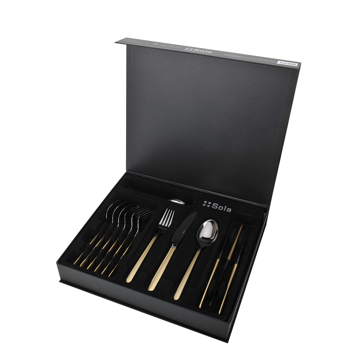 Set tacâmuri 16 buc. — Porto PVD titan închis / auriu sablat