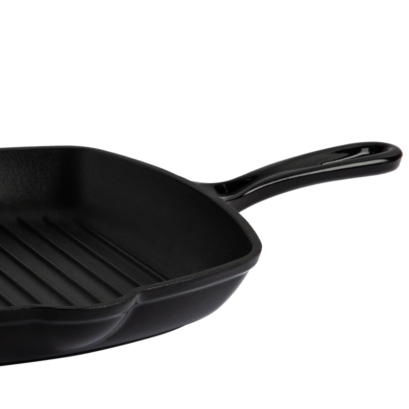Tigaie grill din fontă emailată neagră, 27 x 27 cm - Jupiter Lunasol