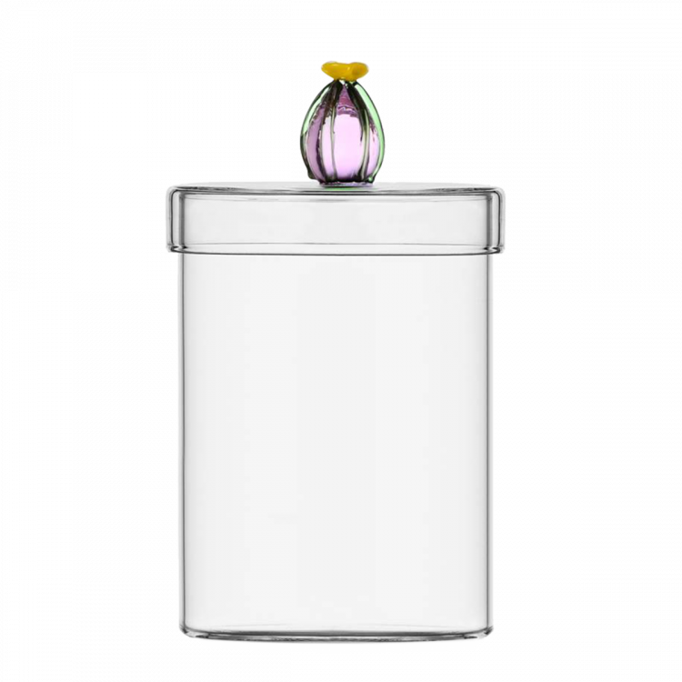 Borcan de sticlă cu capac cu floare roz ø 10,8 cm - Ichendorf