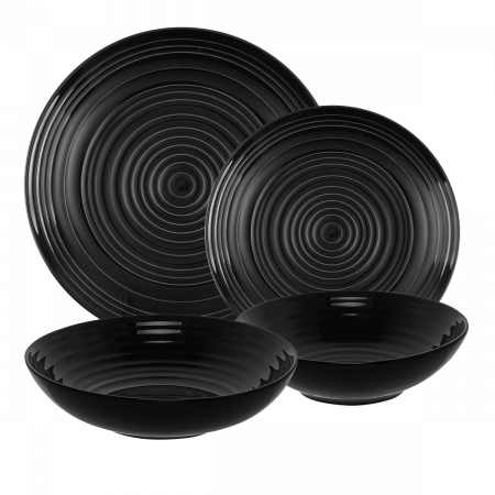 Set din porțelan negru lucios 19 buc - Gaya RGB Spiral