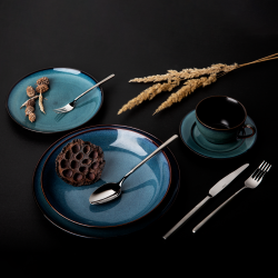 Set de farfurii din ceramică și et de cafea 20 buc – Elements Night