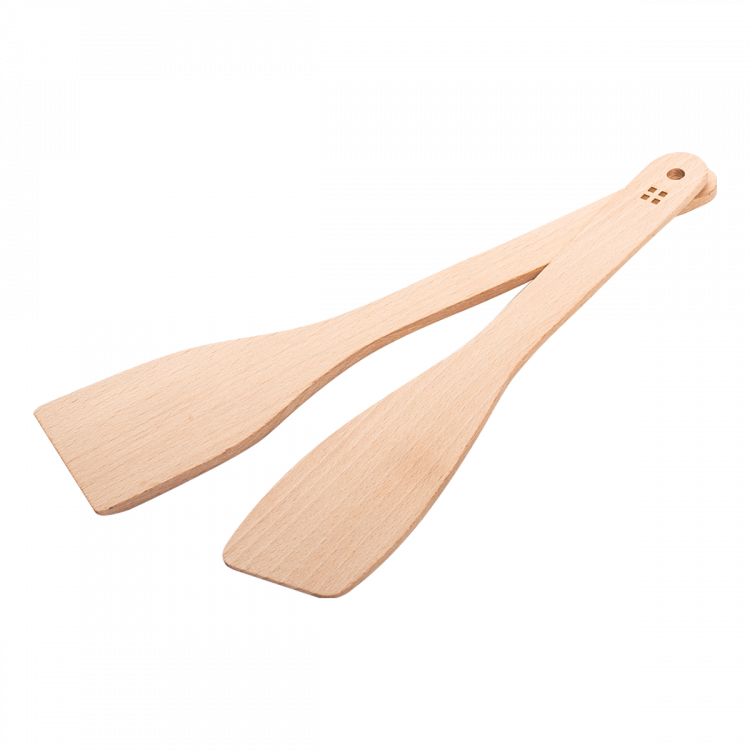 Lingură de lemn 27,5 cm și spatulă de lemn 30 cm set 2 buc - Basic