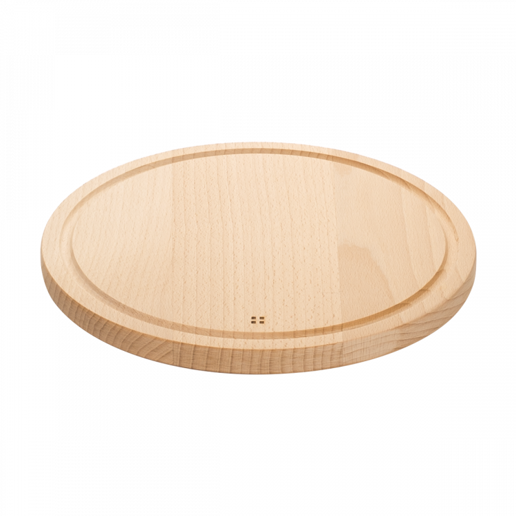 Tocător de lemn rotund cu canelură 28 cm - Basic