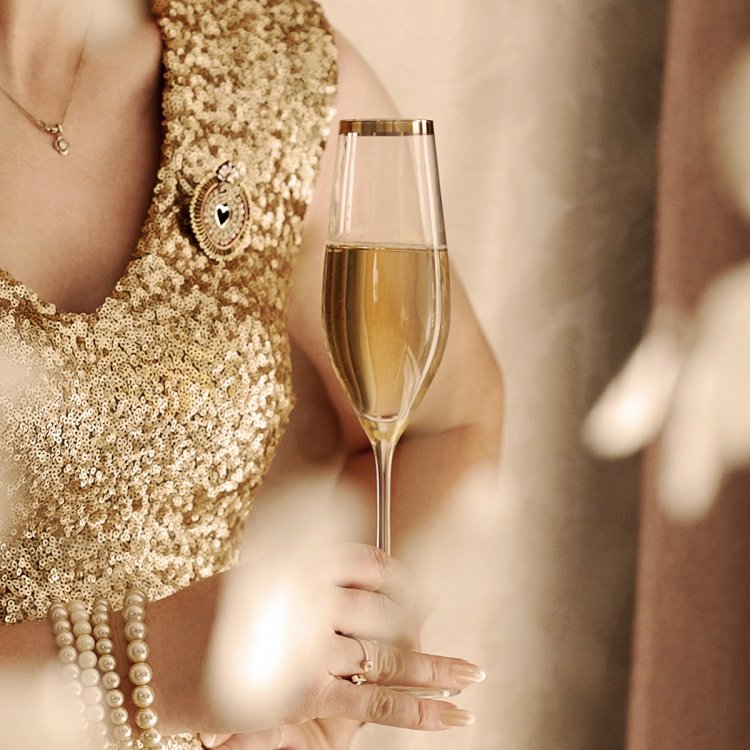 Pahar pentru șampanie cu margine aurie 210 ml - Premium Glas Crystal