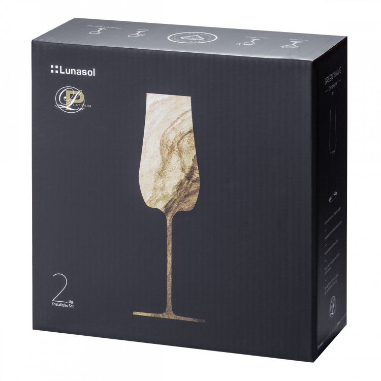 Pahare pentru șampanie Sparkle 220 ml set de 2 - Green Wave Platinum Line