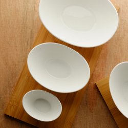 Set de boluri pentru servire pe tavă de bambus (4 buc) - Basic