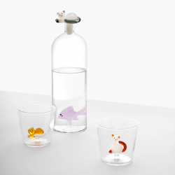 Flacon de sticlă cu capac în formă de pește și pisică - Ichendorf