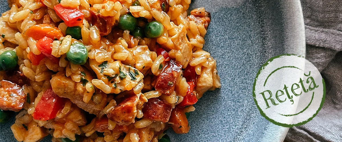 Rizoto alla primavera cu carne de pui
